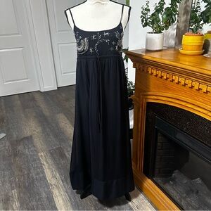 Stella Forest black slip dress with embellishments, embroidery babydoll EU 36